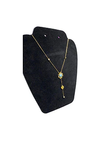 Collar Doble acero inoxidable con Zirconia y piedra Celeste