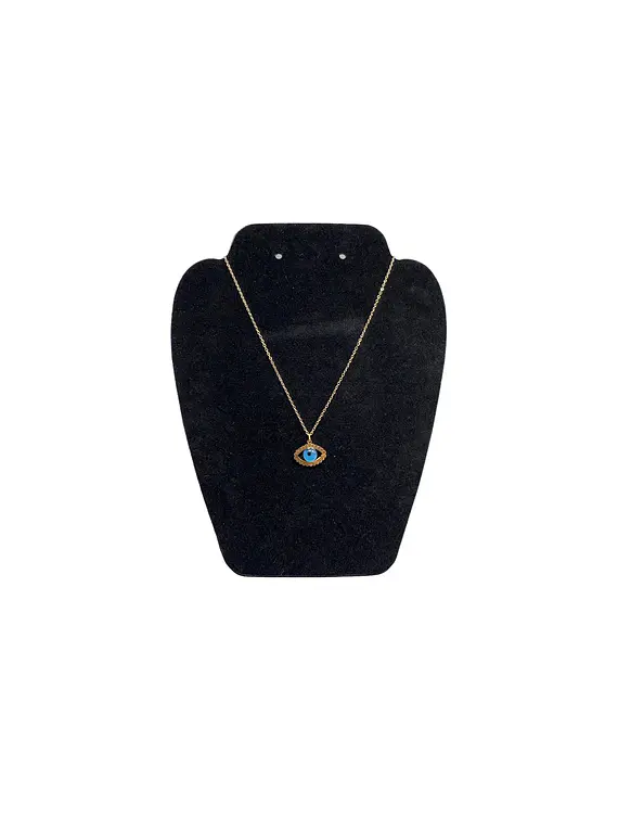 Collar De acero inoxidable con Zirconia y piedra Ojo Turco