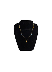 Collar De acero inoxidable con Zirconia Ojo Turco y Hojas