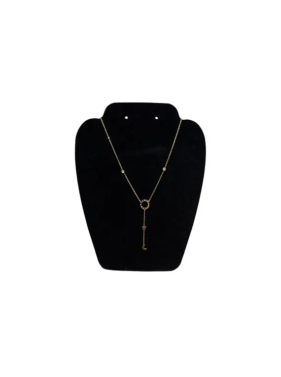 Collar De acero inoxidable con Zirconia Luna y Estrella
