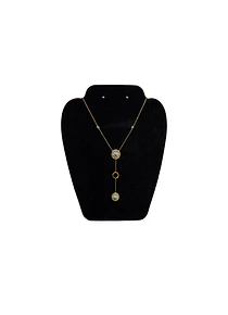 Collar De acero inoxidable con Zirconia Sol Turquesa con Aro