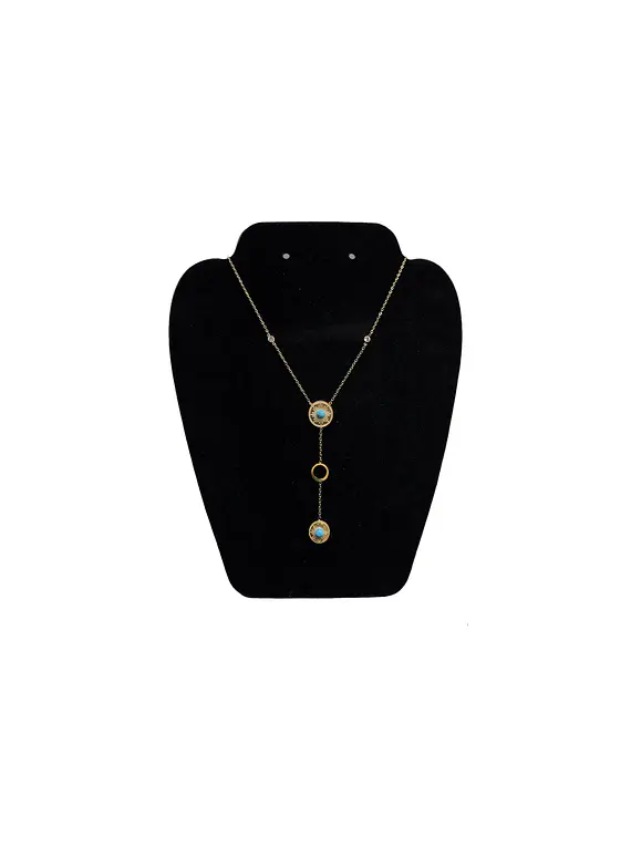 Collar De acero inoxidable con Zirconia Sol Turquesa con Aro