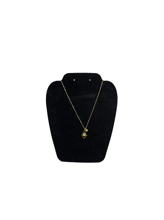 Collar Doble acero inoxidable con Zirconia Mano de Fatima 