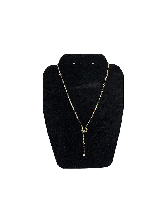 Collar De acero inoxidable con Zirconia Luna Ojo Turco
