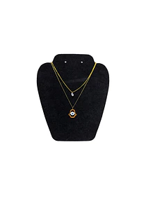 Collar Doble acero inoxidable con Zirconia Mano de Fatima