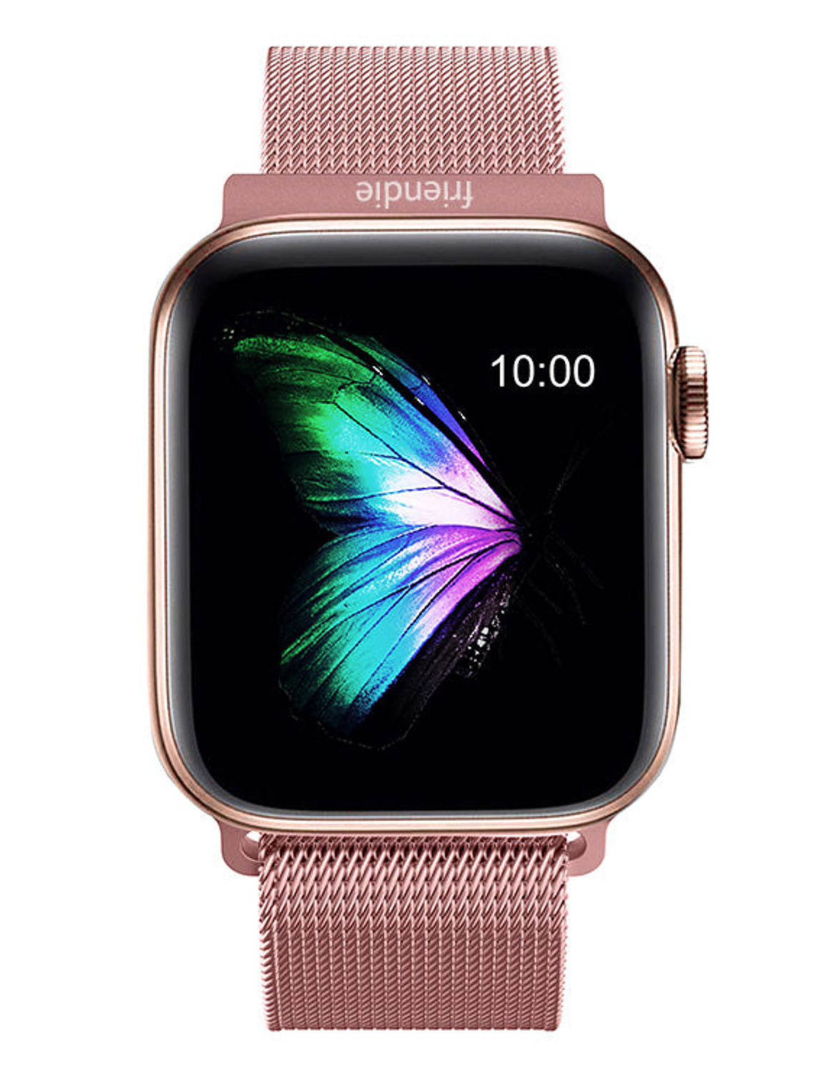 Stainless Steel Link Woven Mesh Infinite Loop Band - The Melbourne in Rose Gold Large - Compatible with Apple Watch Size 42mm to 45mm 5