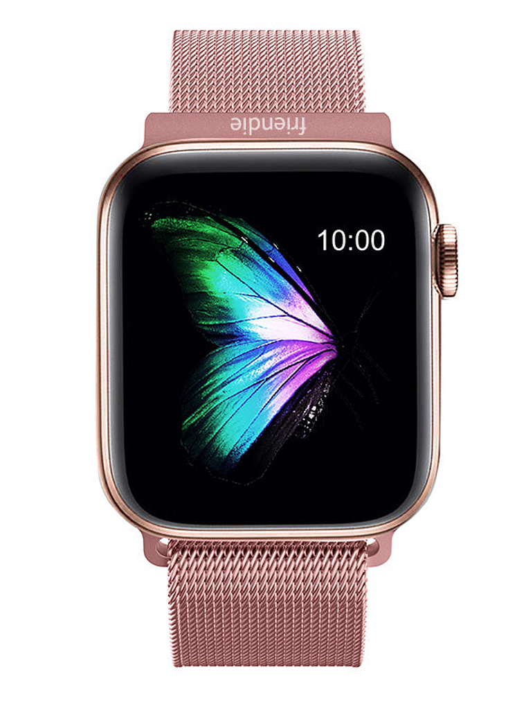 Stainless Steel Link Woven Mesh Infinite Loop Band - The Melbourne in Rose Gold Large - Compatible with Apple Watch Size 42mm to 45mm 5