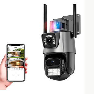 Cámara de Vigilancia Exterior Doble Lente 360° | Seguridad Inteligente Total