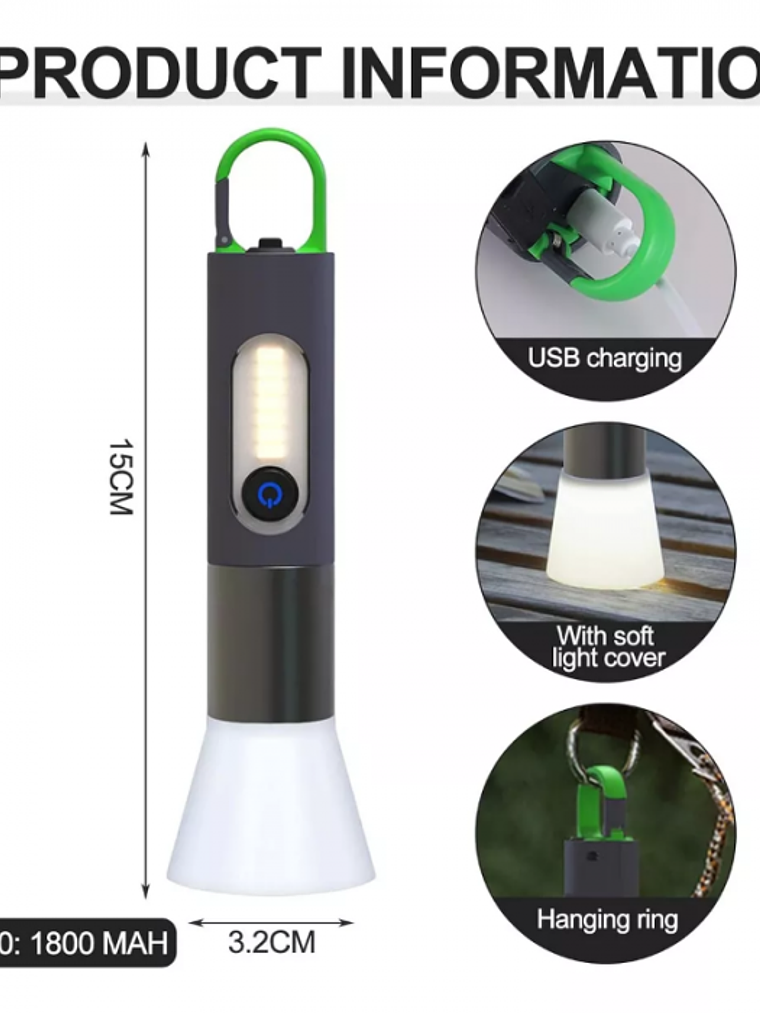 Linterna Exterior Láser Táctica Recargable LED Luz Rondon 3