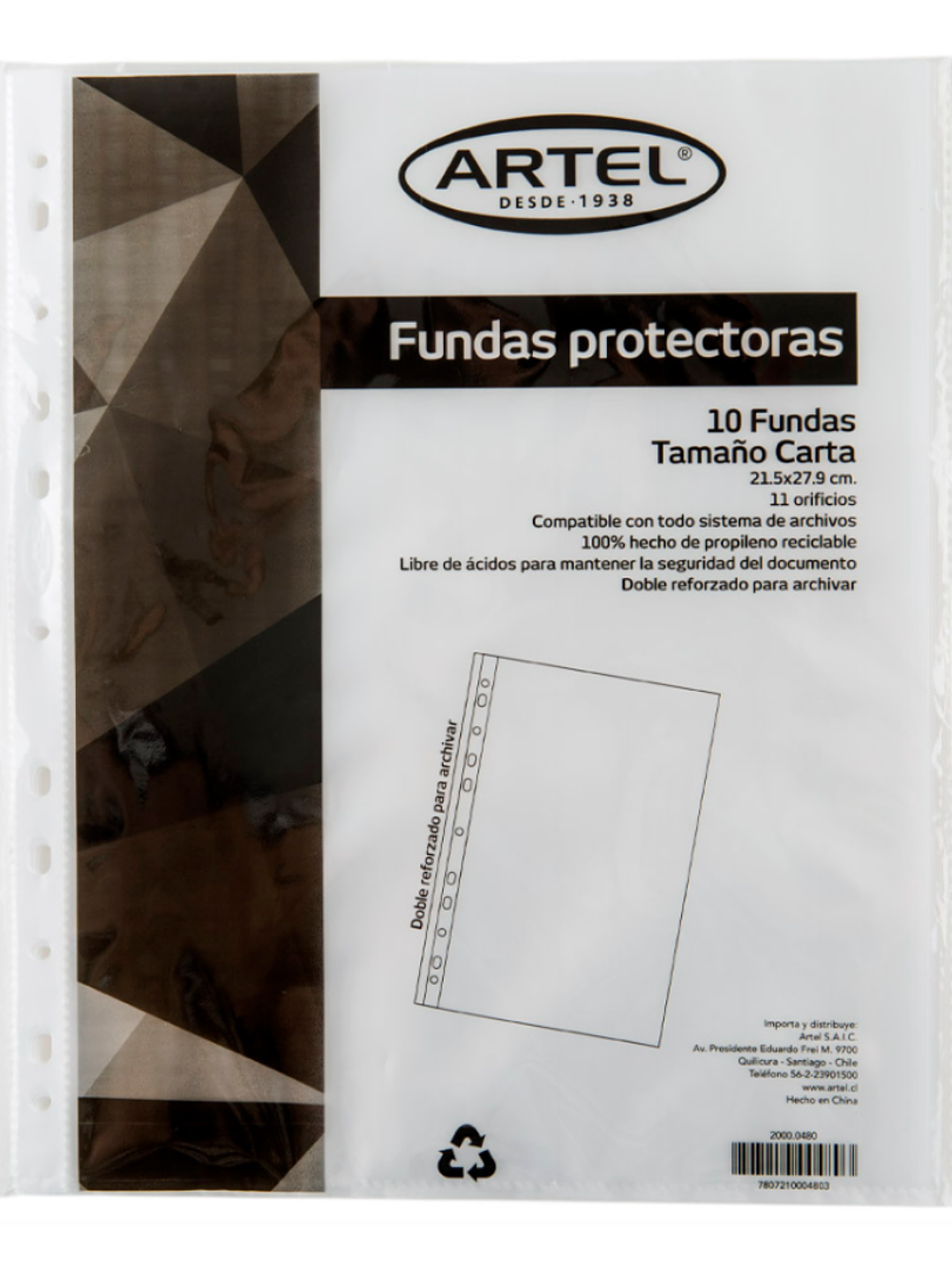 FUNDAS PROTECTORA ARTEL CARTA 10 UNID 1