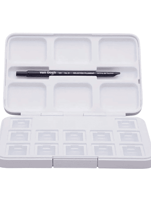 CAJA VACIA PARA 12 PASTILLAS DE ACUARELA + PINCEL VAN GOGH