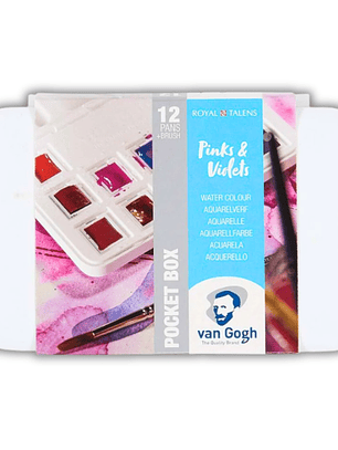 VAN GOGH SET ACUARELA 12 PASTILLAS ROSAS Y VIOLETAS