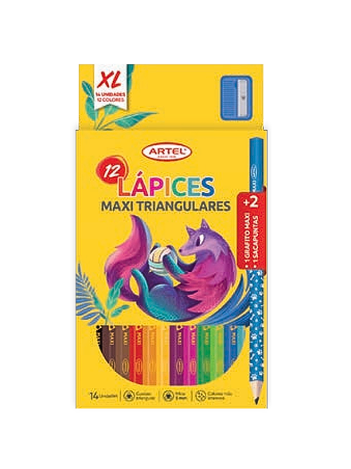 ESTUCHE 12 LAPICES DE COLORES MAXI ARTEL 5M + 1 GRAFITO + SACAPUNTAS 1