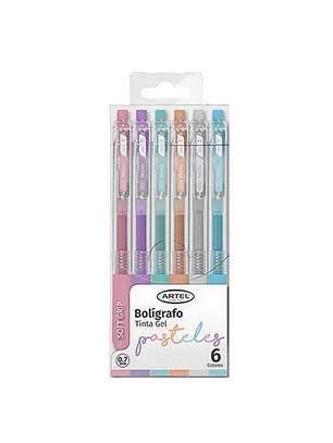 BOLÍGRAFO GEL 0,7 MM PASTELES 6 UN