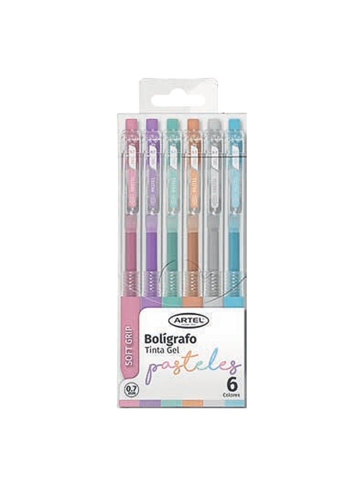 BOLÍGRAFO GEL 0,7 MM PASTELES 6 UN 1