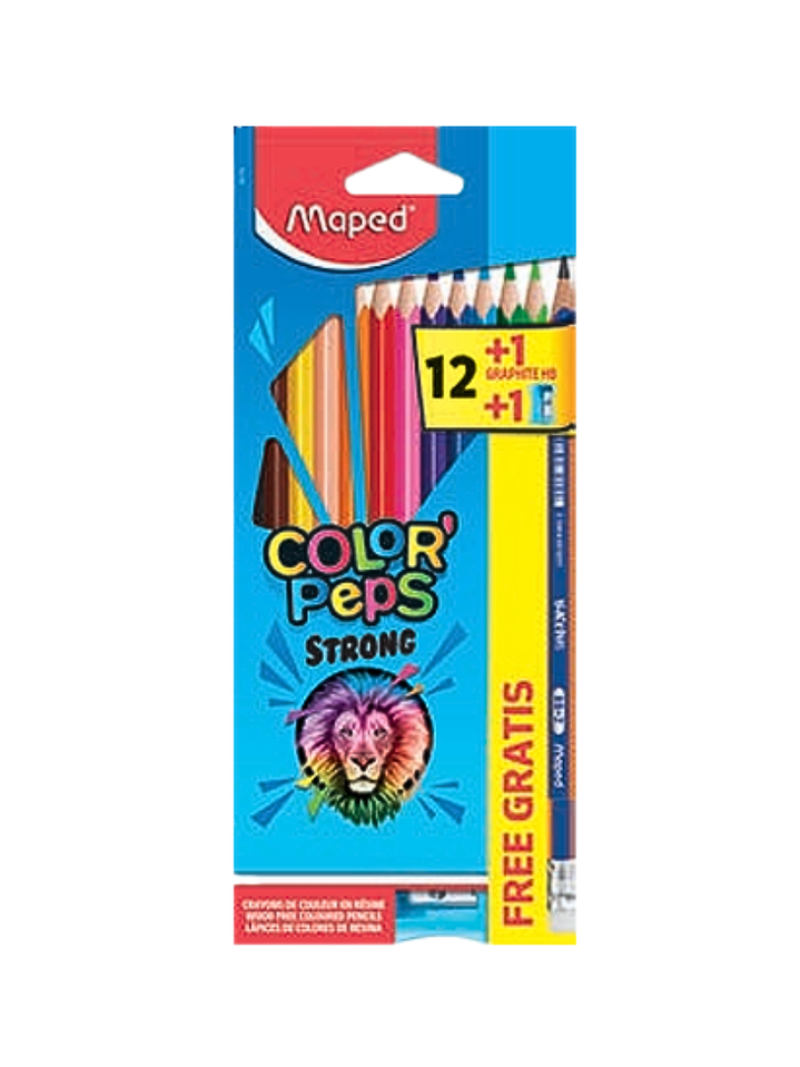 LÁPICES COLORPEPS STRONG X12+GRAFITO+SACAPUNTAS 1