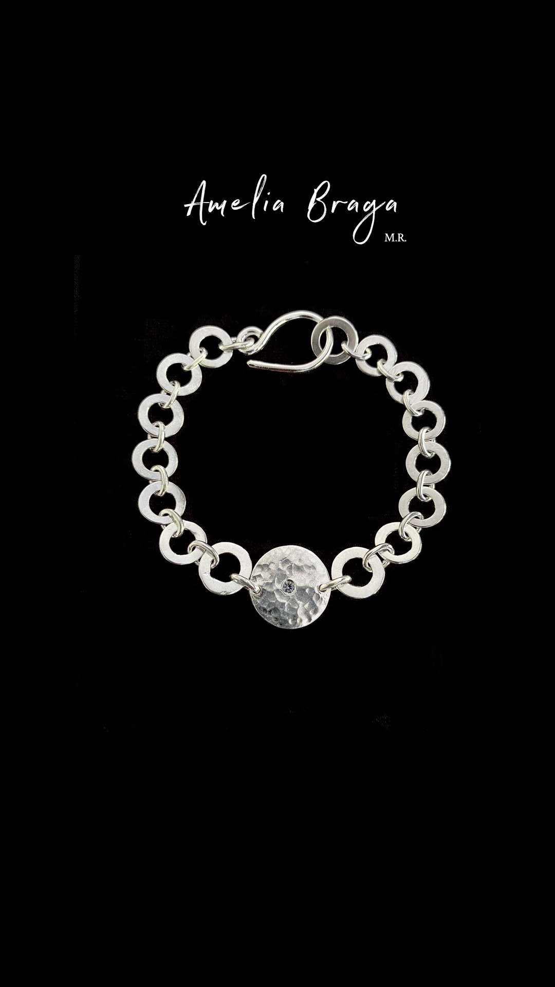 Pulsera círculo circón gris