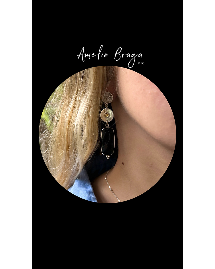 Aros zafiros amarillos y ónix negro 