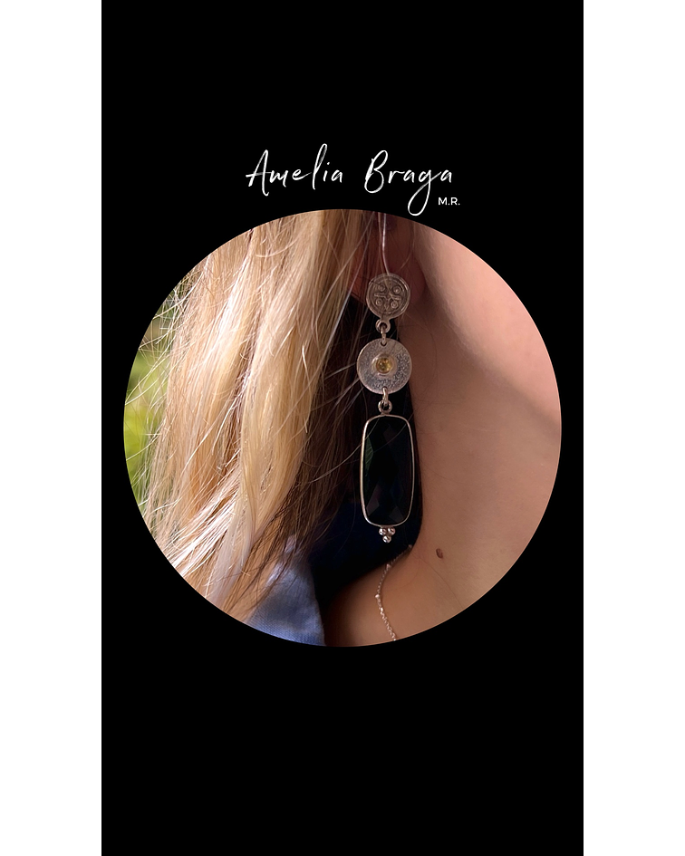 Aros zafiros amarillos y ónix negro 