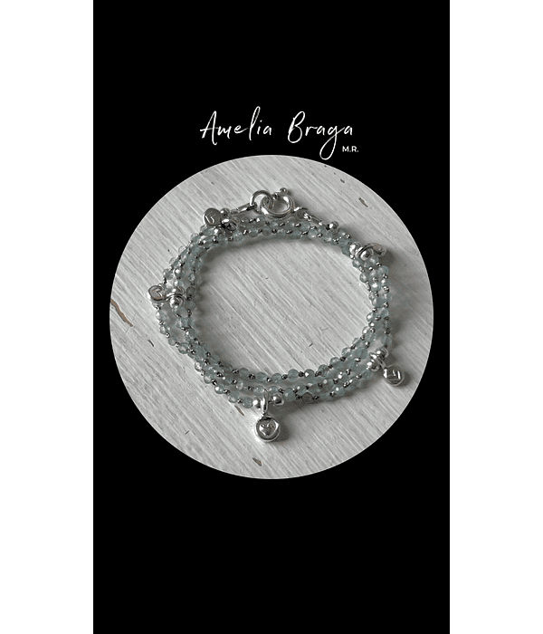 Collar aguamarinas mini y corazones 