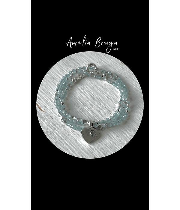 Collar aguamarinas y corazón circón 