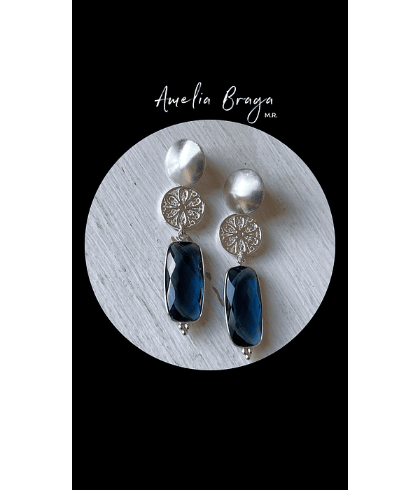 Aros rectángulos cristal azul
