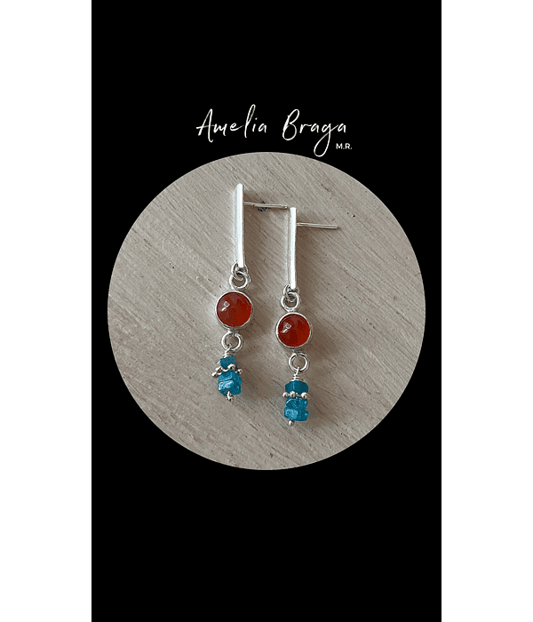 Aros cornalinas y cuarzo neón