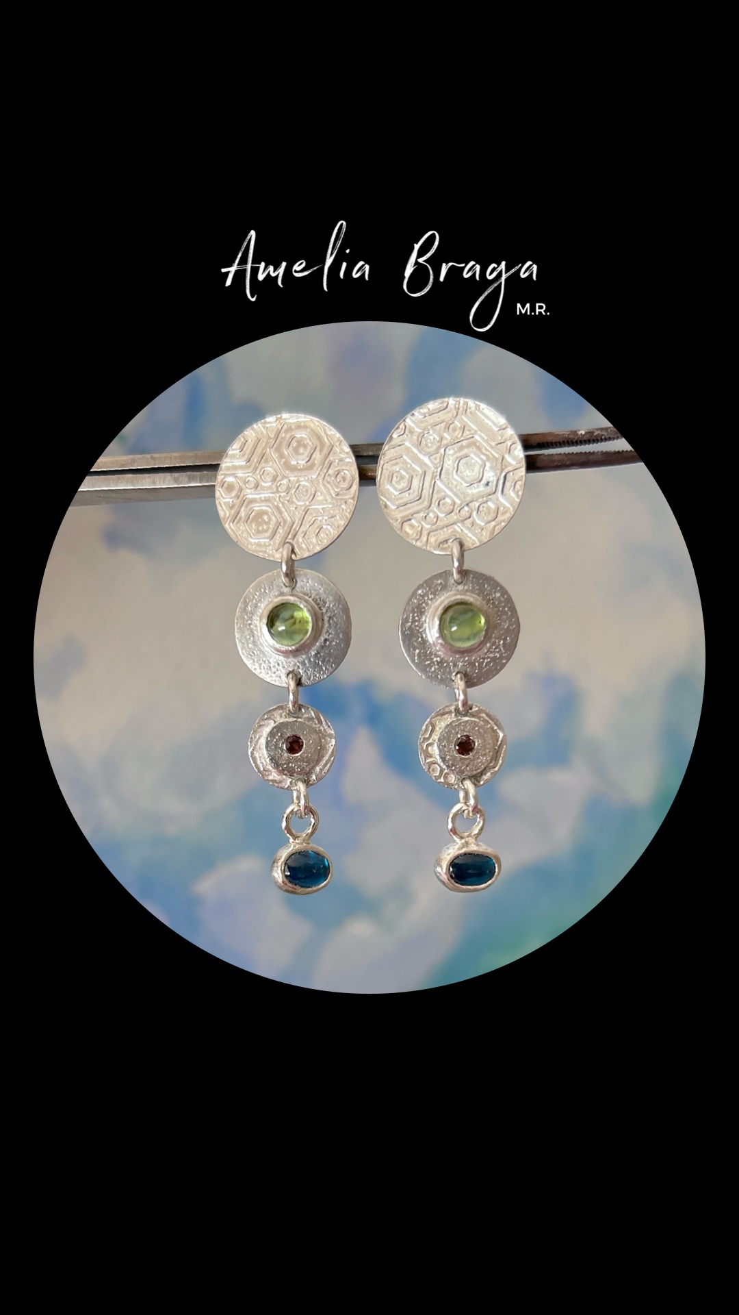 Aros peridoto, granate y apatitas