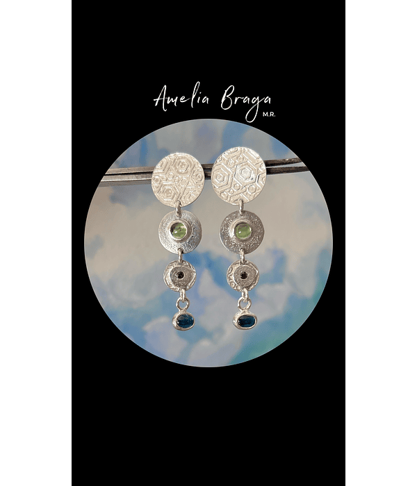 Aros peridoto, granate y apatatita