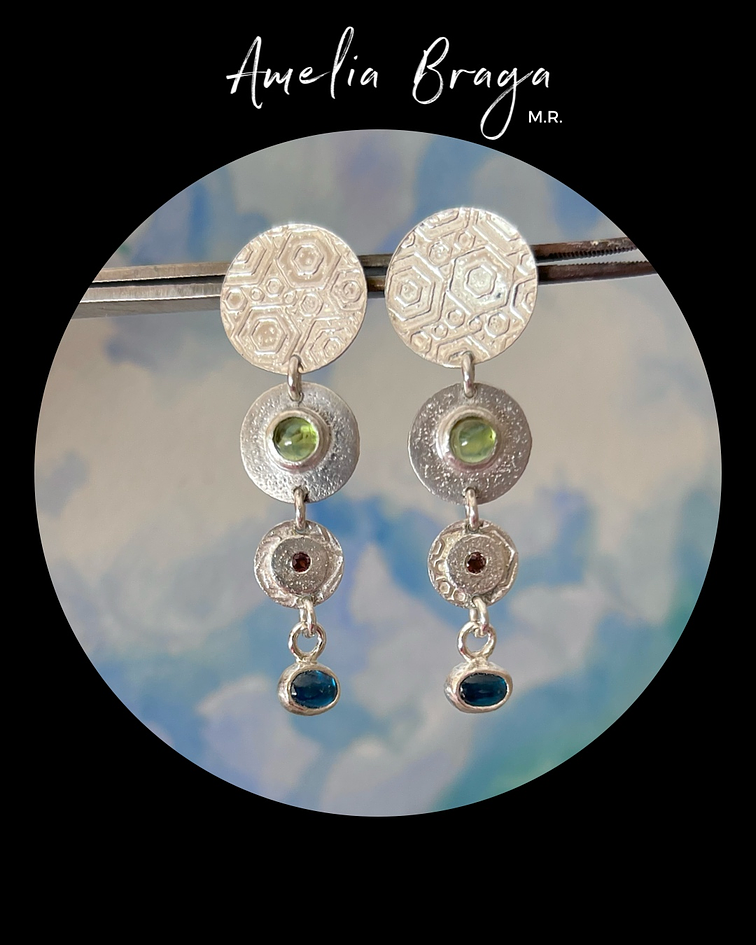 Aros peridoto, granate y apatatita