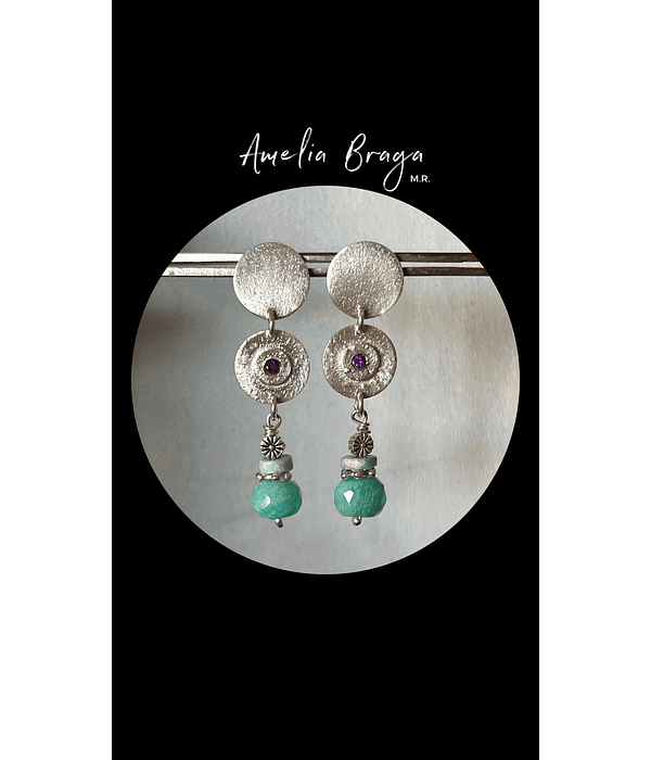 Aros circón amatista y amazonitas