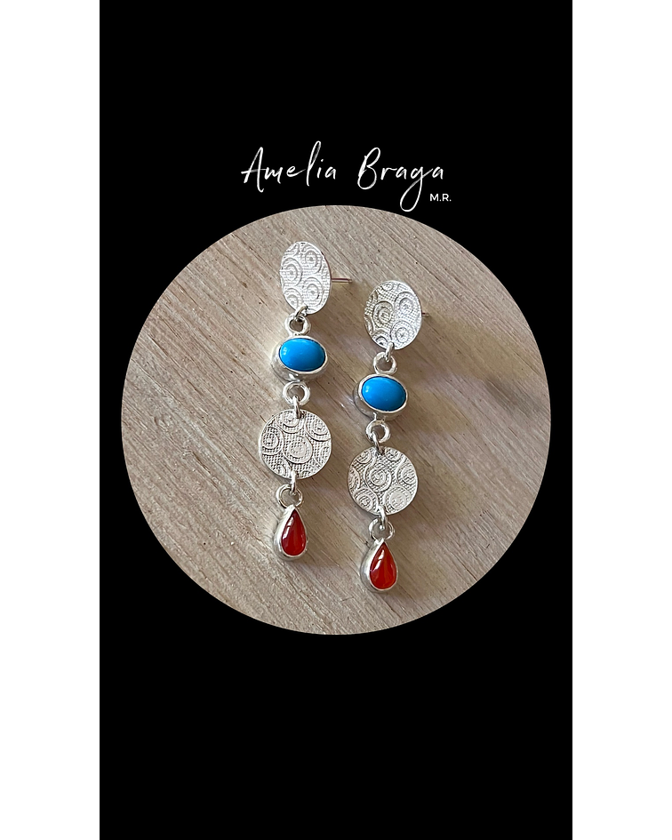 Aros howlitas y cornalinas