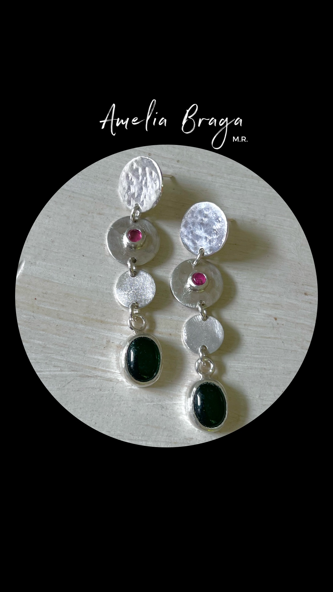 Aros turmalinas y jade