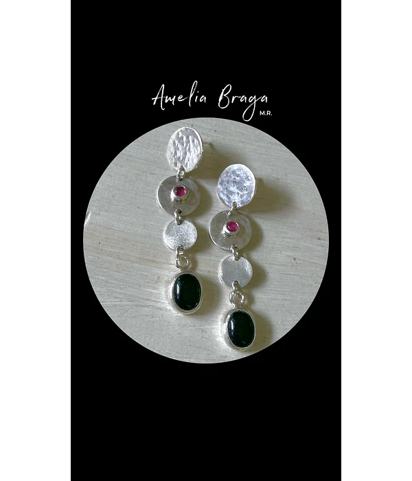 Aros turmalinas y jade