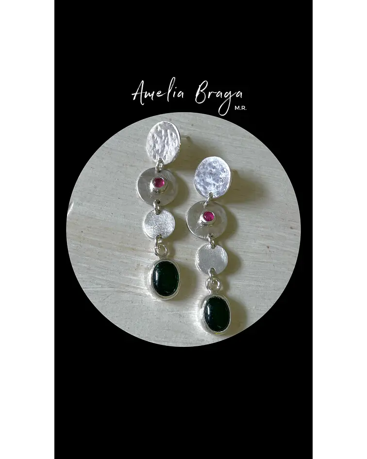 Aros turmalinas y jade