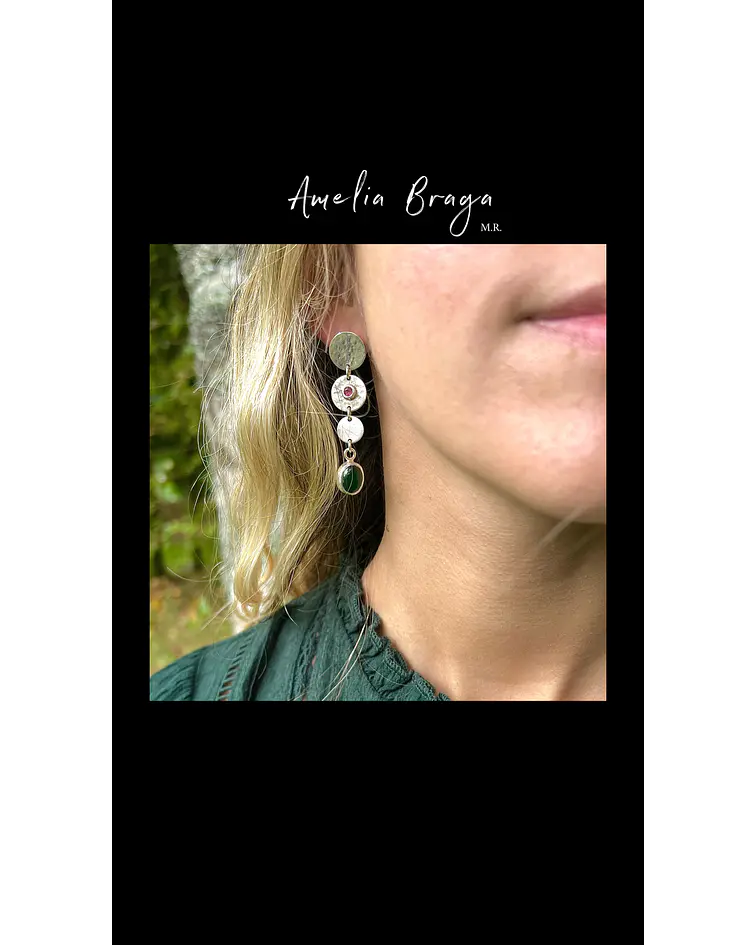 Aros turmalinas y jade