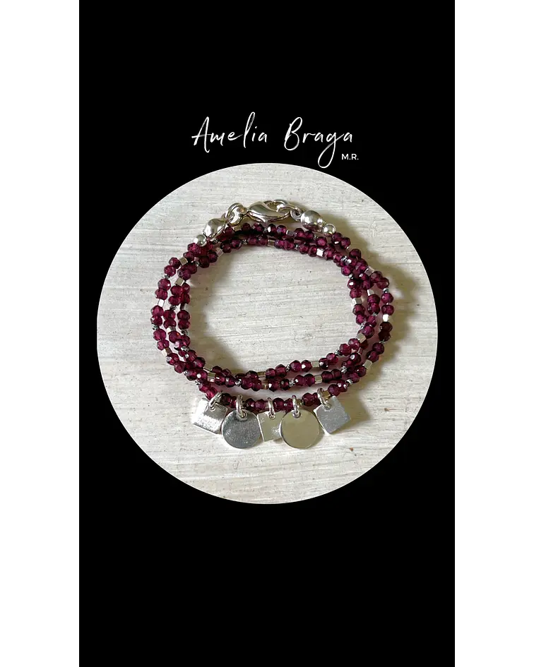 Collar raíz de rubí facetada 