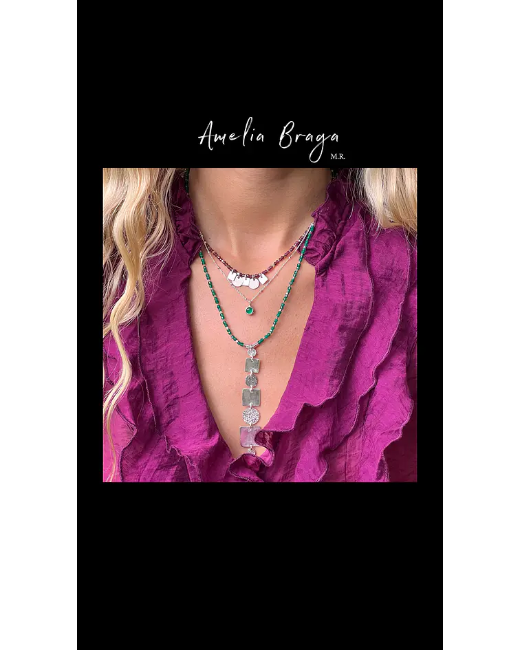 Collar raíz de rubí facetada 