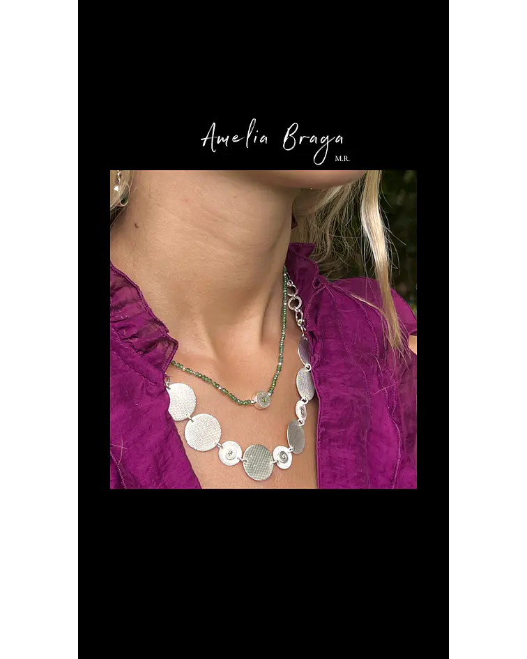 Collar aventurinas y círculo con turmalina