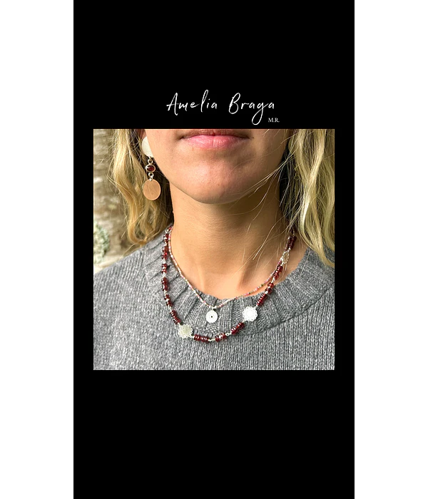 Collar discos granate y mandalas