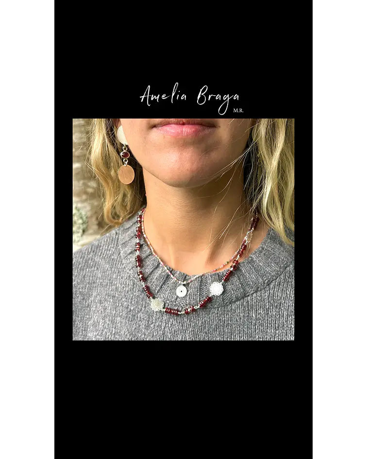Collar discos granate y mandalas