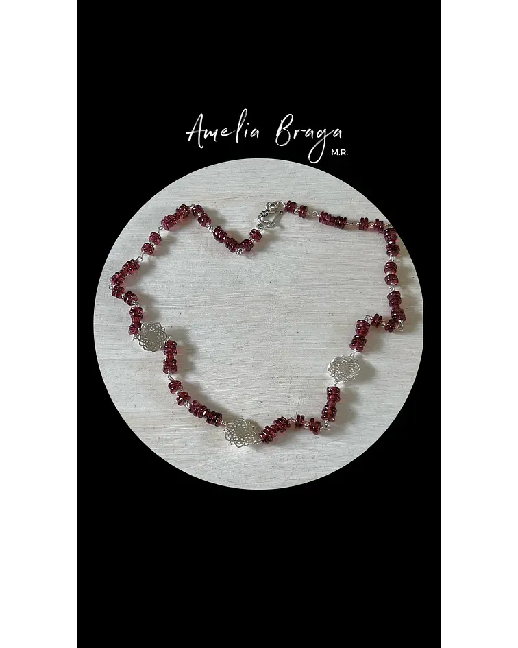 Collar discos granate y mandalas
