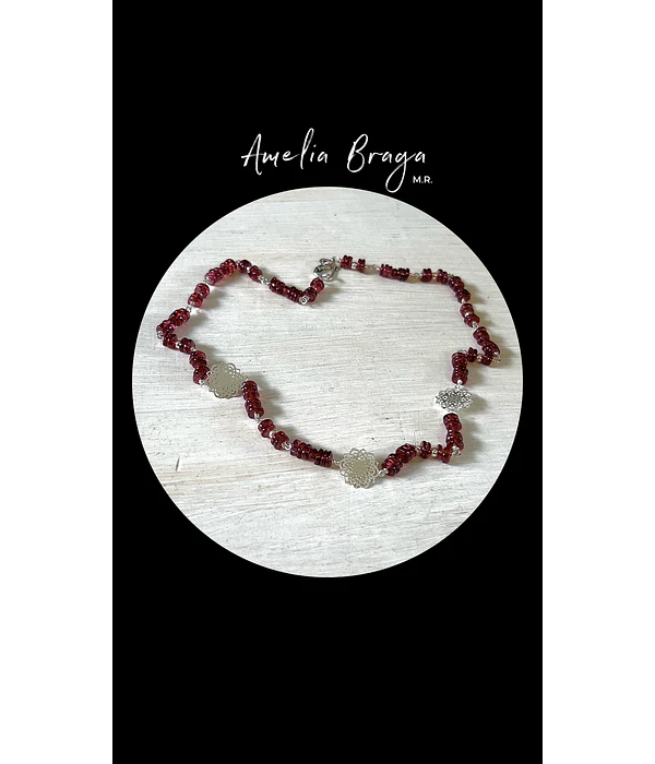 Collar discos granate y mandalas