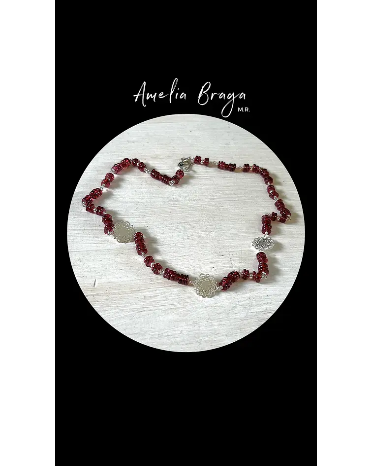 Collar discos granate y mandalas