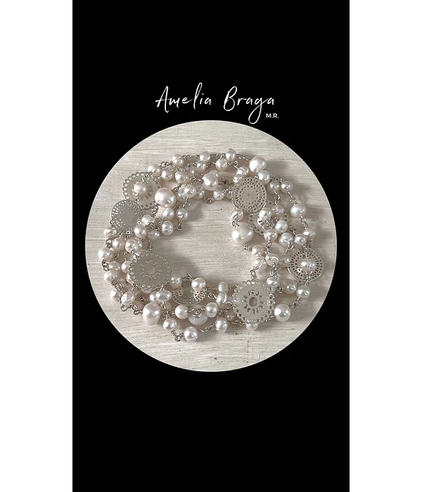 Collar perlas de río y mandalas 