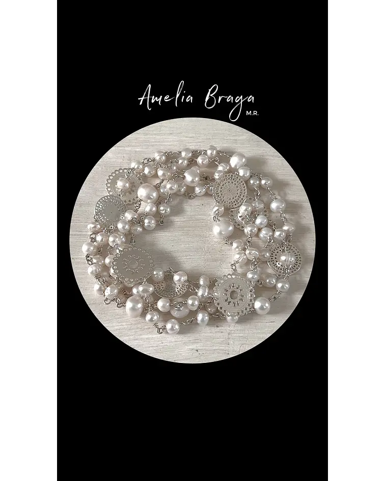 Collar perlas de río y mandalas 