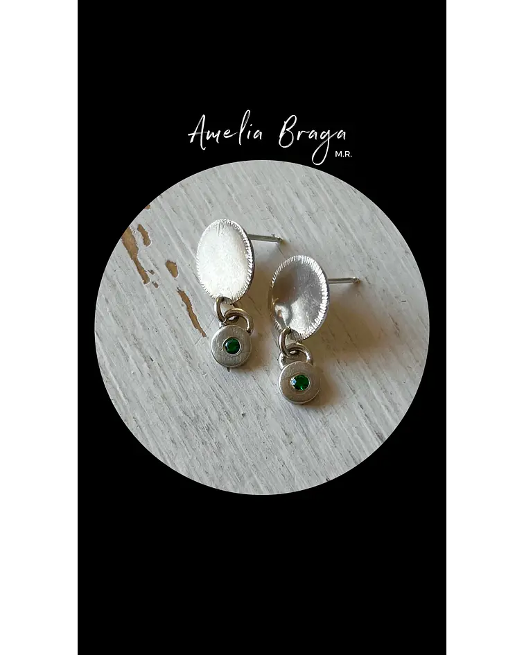 Aros circones verde oscuro 