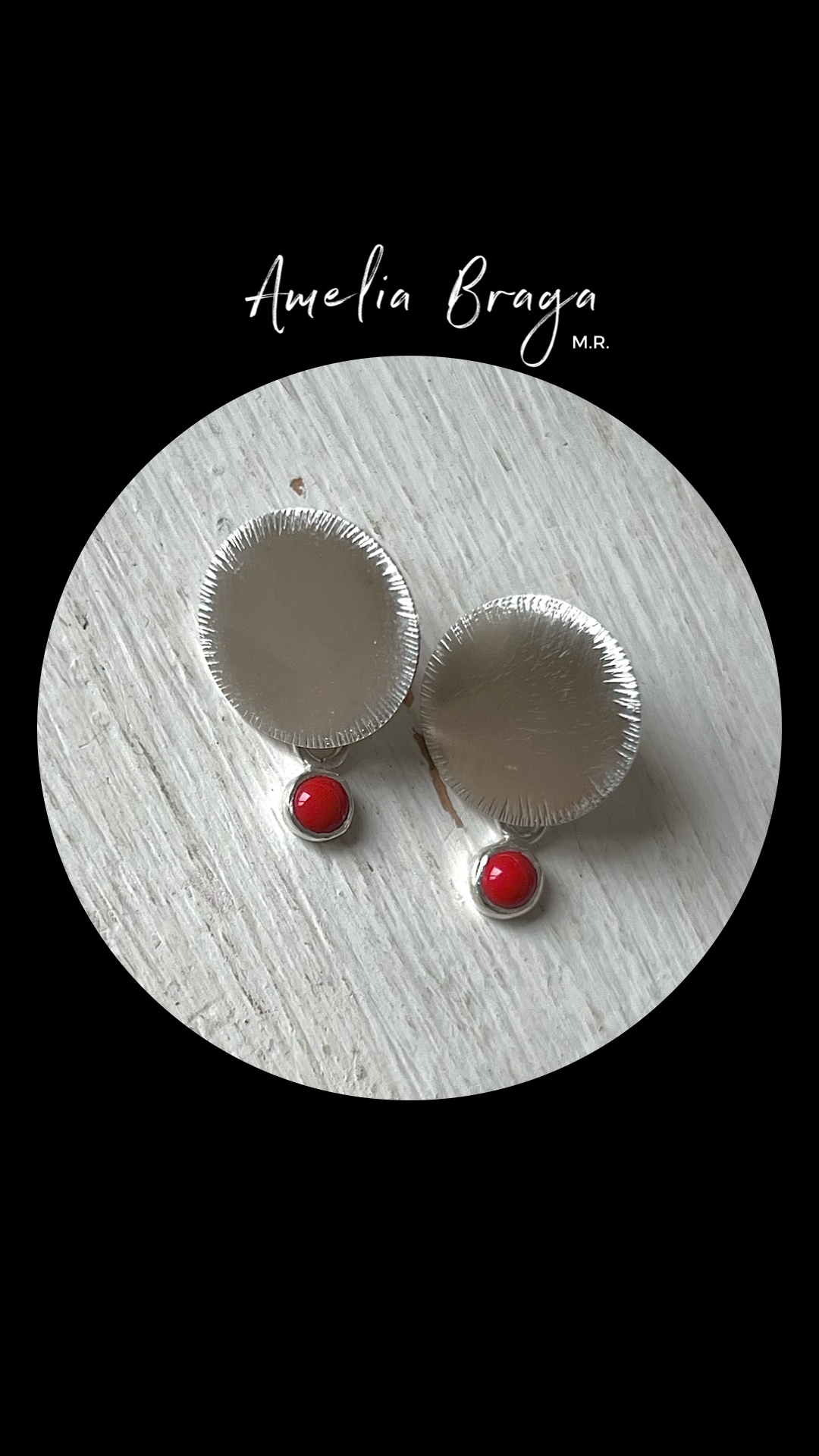 Aros de Plata "Rosa" Coral rojo