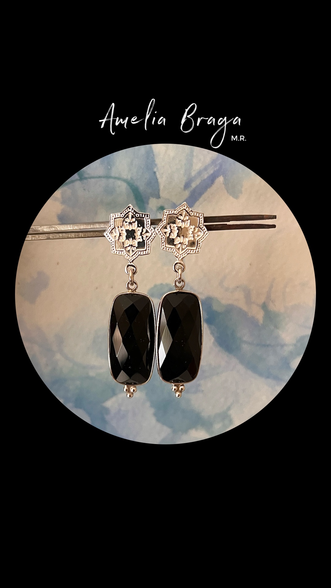 Aros rectángulos ónix negro