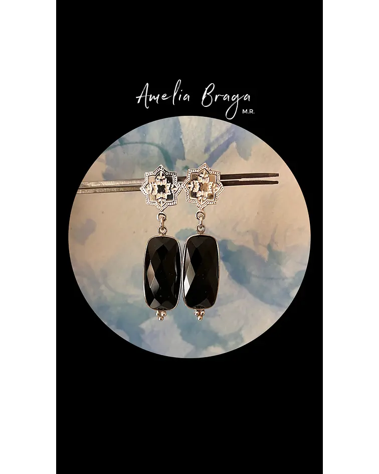 Aros rectángulos ónix negro 